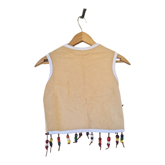 Vintage 70's Kids Handmade Beaded Hippie Vest S - Picture 5 of 6